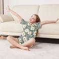 thumbnail image 3 of FORMRS Niños Short Sleeve Top and Pants Pajama Set Unisex Satin 2-Piece Sleepwear, Sizes 11-12Y, Sage Green Flower Pattern, 3 of 8