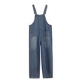 thumbnail image 5 of YunPes Girls Denim Overalls Kids Sleeveless Wide Leg Jumpsuit Bib Overall with Heart Graphic Pockets Trendy Streetwear Jeans, 5 of 9