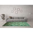 thumbnail image 3 of Ahgly Company Machine Washable Indoor Rectangle Oriental Turquoise Blue Traditional Area Rugs, 7' x 10', 3 of 4