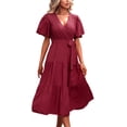 thumbnail image 1 of B91xZ Robes Décontractées pour Femmes Été Col Carré à Volants Robe Babydoll Fluide, RD2 m, 1 of 4
