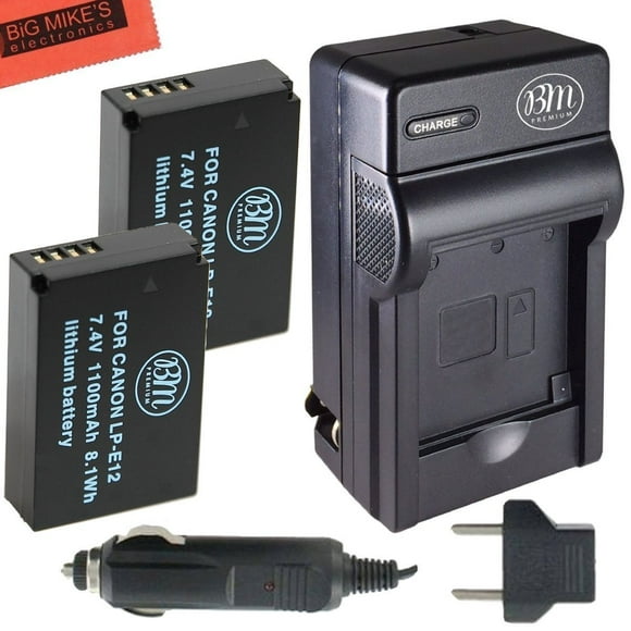 BM Premium 2-Pack Of LP-E12 Batteries & Charger Kit for Canon Rebel SL1, EOS 100D, EOS-M, EOS M2, EOS M10 Mirrorless Digital Camera
