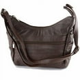 thumbnail image 4 of Women's Genuine Leather Purse Adjustable Strap Mid Size Multi Pocket Shoulder Bag (Brown), 4 of 5