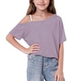 thumbnail image 2 of breaise Girl's Off The Shoulder Tops Short Sleeve Summer T Shirt Tops Trendy Cold Shoulder Tops, 2 of 10