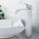 thumbnail image 1 of Grifo para lavabo, mezclador monomando alto para lavabo con caño en cascada, cromado pulido, grifo con mangueras dobles 3/8, grifo para baño en cascada con válvula de cerámica, 1 of 1