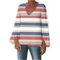 thumbnail image 1 of Blusa informal con cuello en V y manga larga abullonada estampada para mujer Fridja  czfsfas4772, 1 of 8