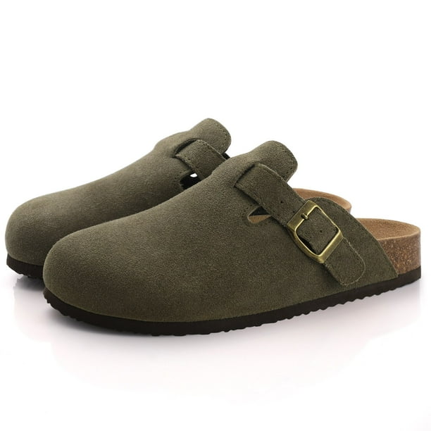 Comwarm-zuecos Boston de ante para mujer, sandalias de suela de corcho con soporte para ARCO, sandalias de playa para amantes del aire libre