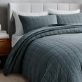 thumbnail image 6 of EVERGRACE 100% Cotton Box Stitch Quilt Bedding Set King Size 3 Pieces, Garment-Washed Lightweight Soft Cozy Coverlet, Oversized Quilted Bedspread Sets with 2 Shams for All Season, Midnight Blue, 6 of 8