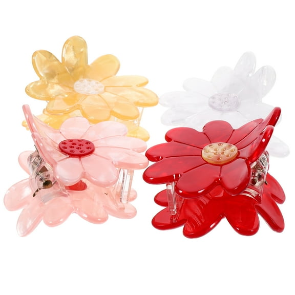 unbranded  4 Pcs Checker Hair Clip Flower Style Hairpin Accessories 4pcs (pink