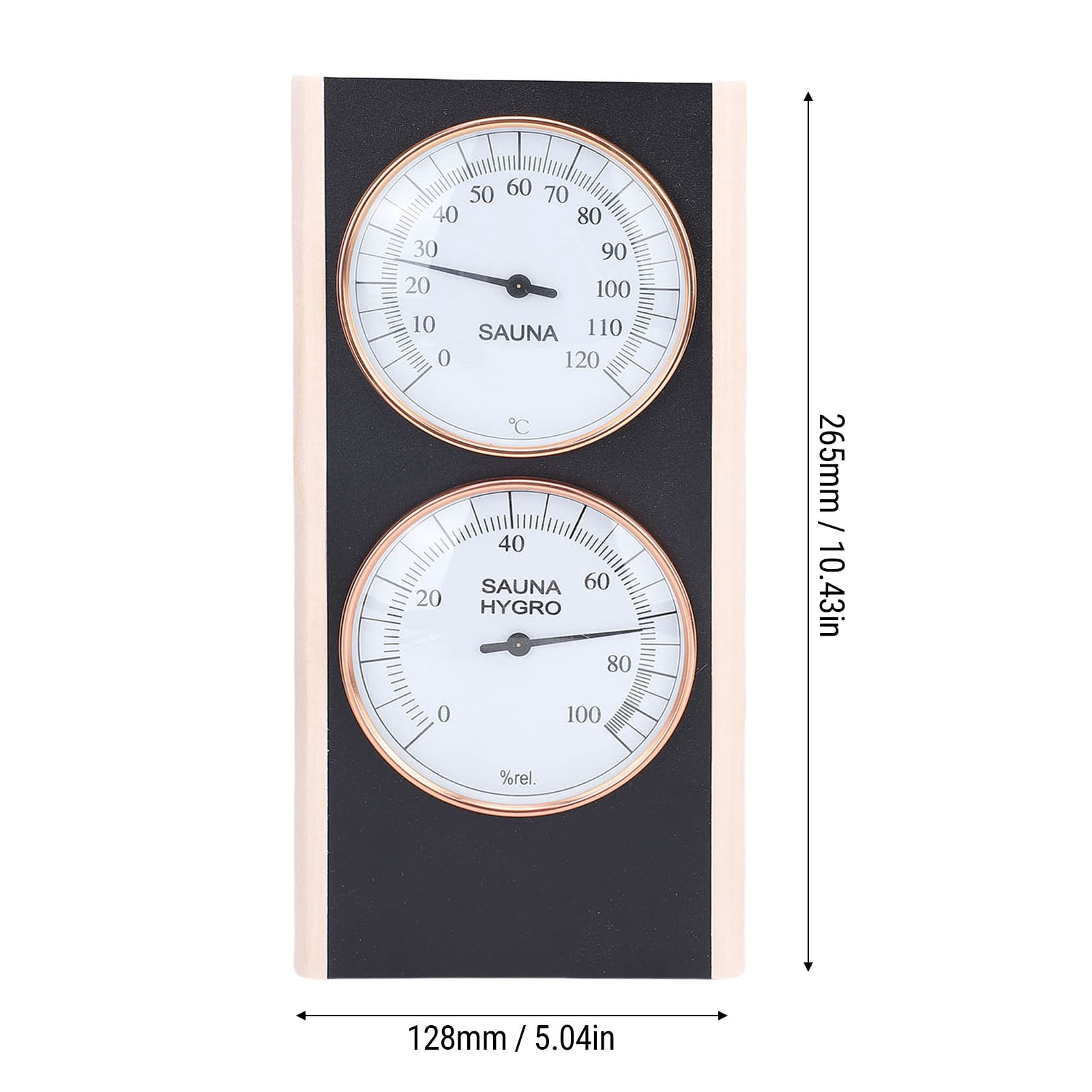 YAHHU Sauna Thermometer Hygrometer 2 in 1 Wooden Celsius Temperature and Humidity Meter for Spa Shower Sauna Room 10.43 inches / 26.5 cm