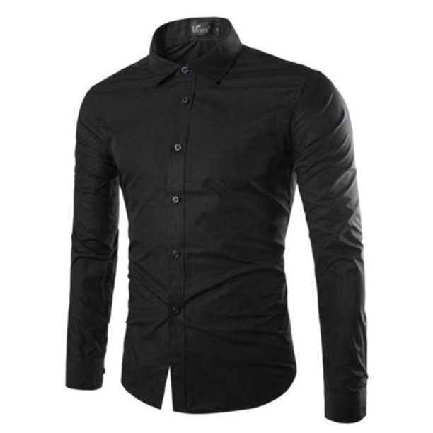 Men's Long Sleeve Button Up Shirts Solid Slim Fit Casual