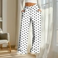 thumbnail image 4 of ClodeEU Women's Polka Dot Drawstring Wide Leg Pants With Pockets,Loose Casual Pant White,Womens Plus XXXL, 4 of 6