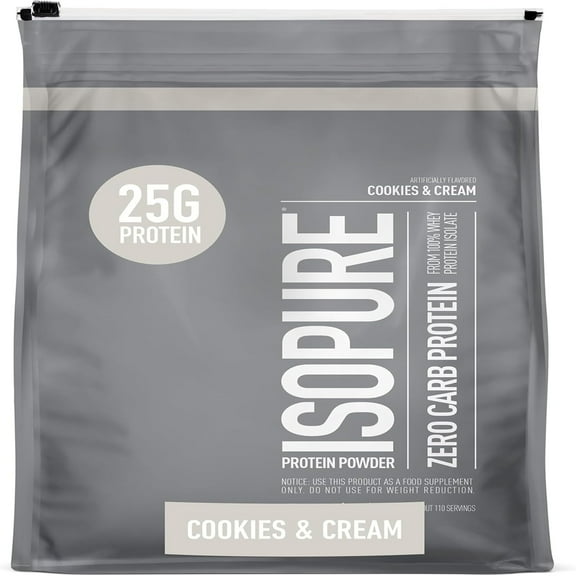 Isopure Zero Carb Protein Powder, Cookies & Cream, 50g Protein, 7.5 Lb
