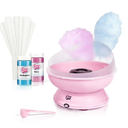Cotton Candy Express Countertop Cotton Candy Machine, Pink with Floss Sugar and Cones