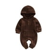 thumbnail image 1 of Baby Girl Boy Romper Long Sleeve Solid Color Hooded Neck Casual Fall Spring Long Jumpsuit, 1 of 9