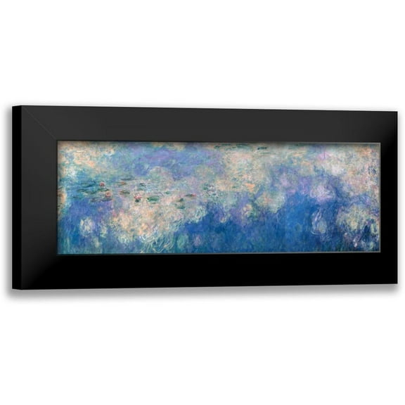 Monet, Claude 14x7 Black Modern Framed Museum Art Print Titled - Waterlilies- The Clouds