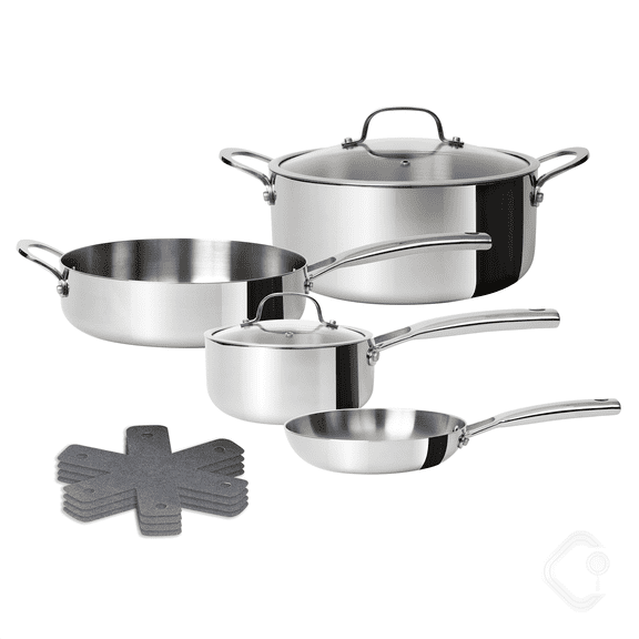 CoreClad 10-Piece Tri-Ply Stainless Steel Cookware Set with Induction Compatibility