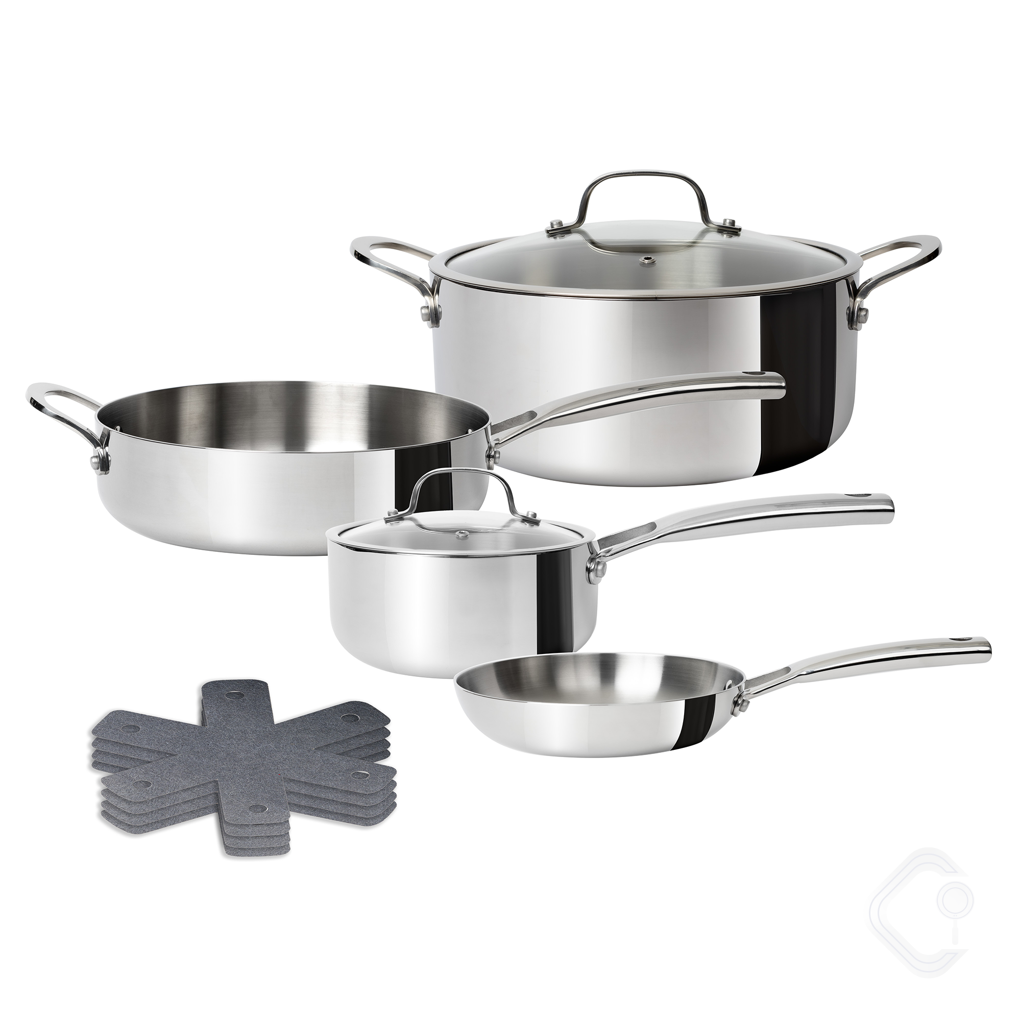 CoreClad 10-Piece Tri-Ply Stainless Steel Cookware Set with Induction Compatibility