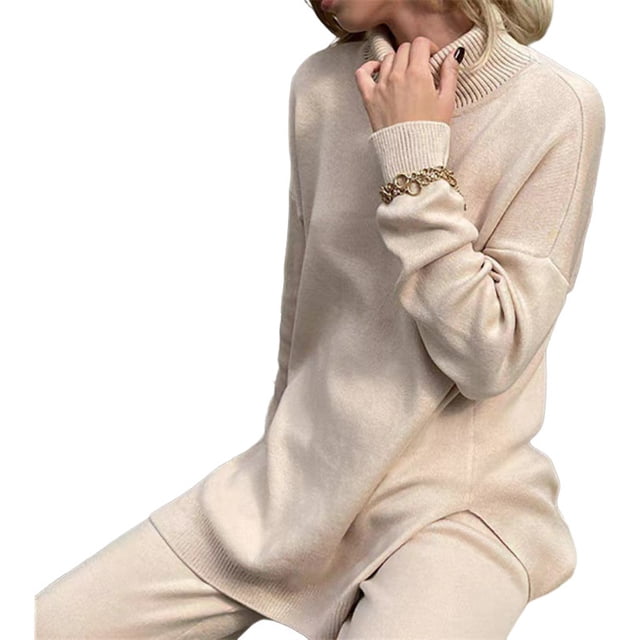 Jersey de punto holgado de cuello alto para mujer