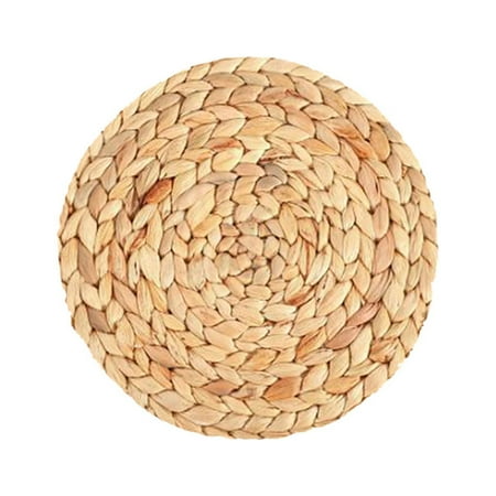 

Wiueurtly Small Ornament Household Pure Hand Woven Water Hyacinth Grass Mat Cup Bowl Pot Plate Anti Scalding Heat Insulation Table Decoration Mat