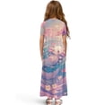 thumbnail image 2 of Uourmeti Pink Axolotl Floral Print Dress for Girls Short Sleeve Loose Casual Holiday Dresses Elegant Maxi Floor Length A-Line Dress, Size 9-10 Years, 2 of 7