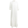 thumbnail image 4 of Mujeres Retro Long Maxi Vestido Elegante Sexy Señoras Larga Manga Collar Larga Línea Split Solid MABOTO Vestido Maxi, 4 of 7