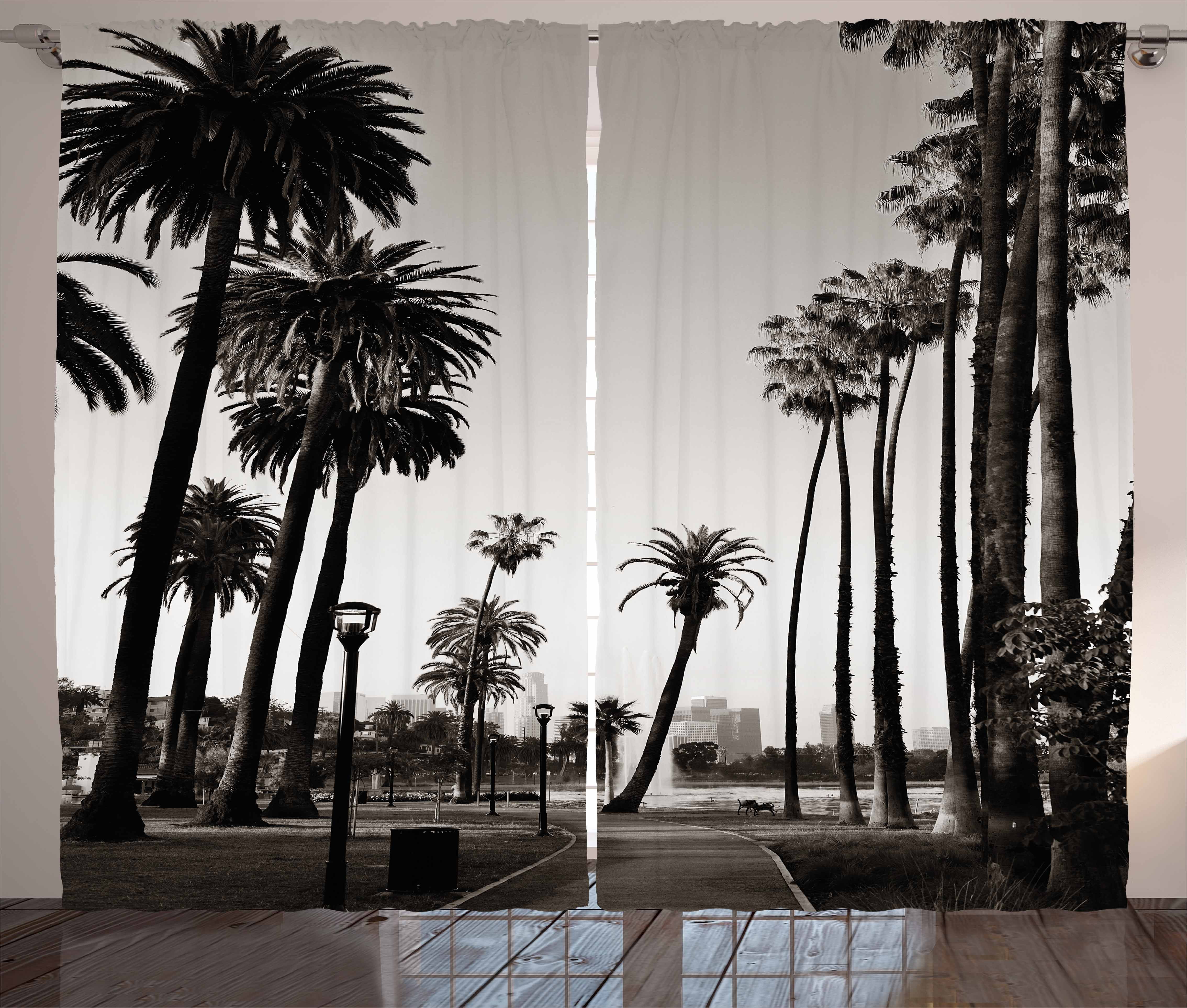 Palm Tree Curtains 2 Panels Set Los Angles Downtown Park View