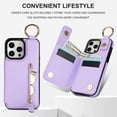 thumbnail image 6 of JTCASES for iPhone 13 Pro Max Case, PU Leather Lychee Pattern Zipper Purse Finger Ring Buckle Card Slots Stand Shell for iPhone 13 Pro Max Wear-resistant Shockproof Wallet Cover, Purple, 6 of 8