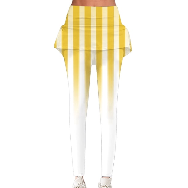 Puntoco Pantalones De Cintura Elástica Cómodos De Moda De Color Sólido Para Mujer Pantalones De Doble Capa Con Bolsillo De Yoga Amarillo S