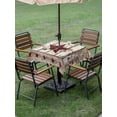 thumbnail image 4 of Outdoor Tablecloths with Umbrella Hole & Zipper, Red Texas Star Vintage 54x54 Inch Square Tablecloths, Farmhouse Berry Grey Wooden Waterproof Table Cloth, Patio/Pool/Picnic Table Covers, 4 of 8