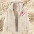 thumbnail image 2 of BiZtdJrK Womens Zip Up Hoodies Warm Fleece Lined Sweatshirt Jackets 2025 Trendy Heart Printed Hooded Coat with Pockets Fall Clothes Sales Prime Khaki M, 2 of 5
