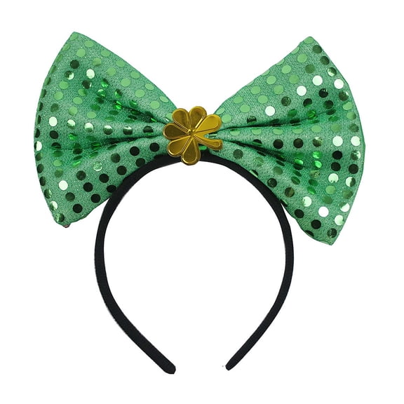 DJN Shamrock Headband St. Patrick's Day Irish Festival Hair Band Decorative Headpiece Gold One Size