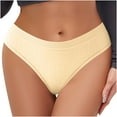 thumbnail image 5 of Oksale Breathable Sports Underwear for Women Ribbed Mid Waisted Bikini Panties Soft Cozy Breathable Full Coverage Briefs Yellow XS, 5 of 10