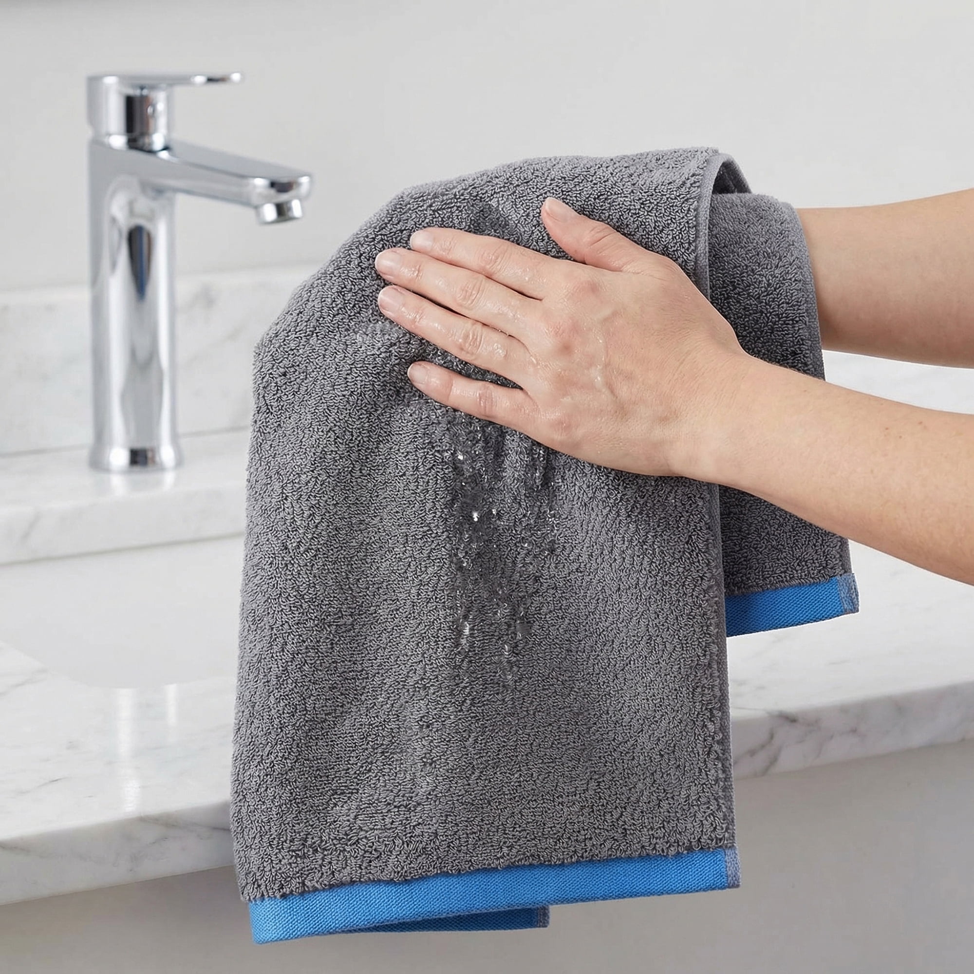 Unique Bargains Cotton Solid Absorbent Durable Soft Hand Towels Grey 29" x 13"