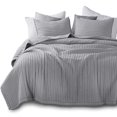 thumbnail image 1 of KASENTEX Quilt Mini Set-Stone Washed-Super Soft Bedspread-Light Weight-White Down Alternative Microfiber Fill-Machine Washable-Solid Colors, Twin + 2 Shams, Grey, 1 of 5