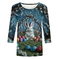 thumbnail image 4 of Tauxra Easter Pullover for Women 3/4 Sleeve Round Neck Casual Printed Shirt with Colorful Holiday Design for Spring and Daily Wear, 4 of 5