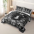 thumbnail image 3 of Erosebridal Spooky Witch Portrait Quilt King, Boho Moonlit Peony King Coverlet Set for Boys Girls, Black White, 3 Pieces 1 Bedspread and 2 Pillowcases, 3 of 7