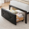 thumbnail image 4 of iPormis Twin Bed Frame with Storage Drawer, Metal Platform Bed with Charging Station, Upholstered Faux Leather Button Tufted Storage Headboard, No Box Spring Needed, Noise-Free, Easy Assembly, Black, 4 of 7