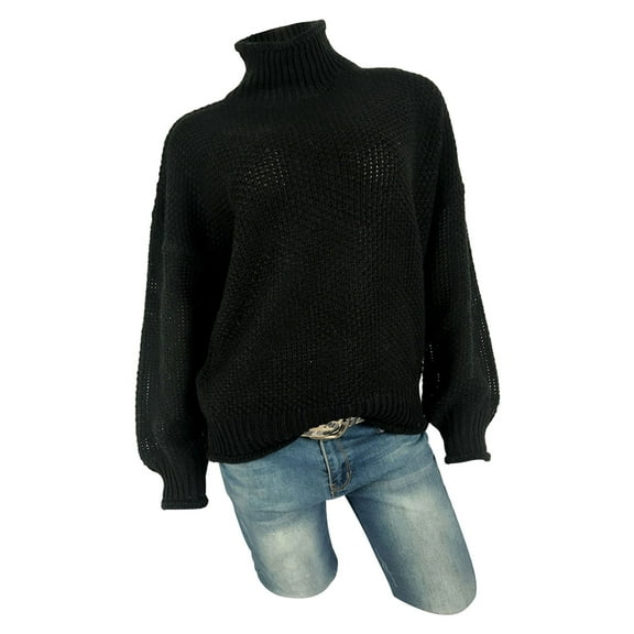 Michellecmm  Women's Turtleneck Sweaters Long Sleeve Loose Pullover Knitted Tops