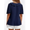 thumbnail image 5 of PRETTYGARDEN Women's Summer Dressy Casual Blouses Short Sleeve V Neck Ruffle Going Out Tops Shirt Trendy Spring Outfits, 5 of 10