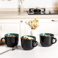 thumbnail image 4 of AmorArc 24 oz Soup Mugs with Handles, Jumbo Ceramic Bowls Mugs Set with handles for Coffee Cereal Cappuccino Snacks, Microwave&Dishwasher safe Soup Cups for Meal-Green, 4 of 7