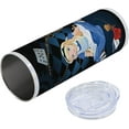 thumbnail image 5 of Alice in Wonderland 20 Oz Skinny Tumbler, Grown Giant Girl Sitting Flying Cards and Rose Checkered Cartoon, Leak-Proof Straw Lid and Brush Vacuum Insulated for Outdoor Use, Blue and Black, 5 of 6