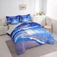 thumbnail image 2 of Castle Fairy Soft Sunrise Mirror Shore Full Size Bedding Sets 7 Pieces,Pastel Cloud Calm Ocean Seascape Full Size Bed in a Bag,Lavender Sky,Grey Reversible, 2 of 7