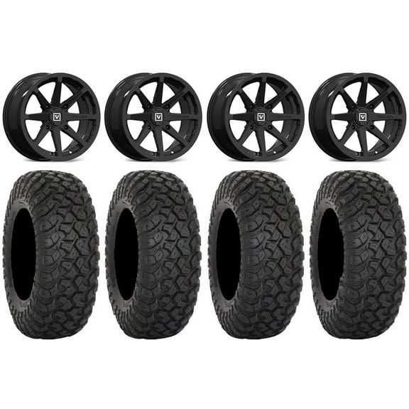 Valor V01 15" Wheels Black 35" RT320 Tires Can-Am Maverick X3 / Honda Pioneer 1000 / Talon