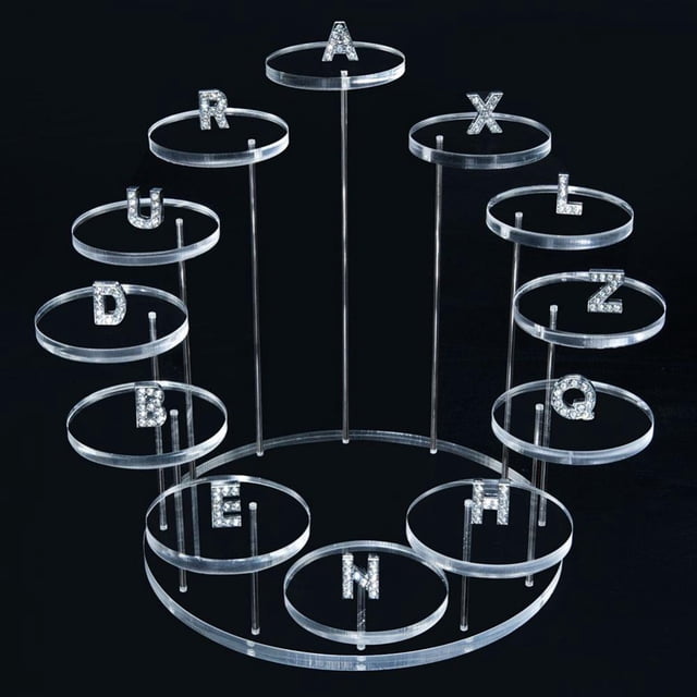 12 Piece Acrylic Ring Jewelry Display Stand Multi-layer Jewelry Display Station - White