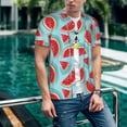 thumbnail image 6 of Zufioo Watermelon Print Men's Baseball Short Sleeve, Moisture Wicking Button-Down Hip Hop Tee-X-Large, 6 of 7