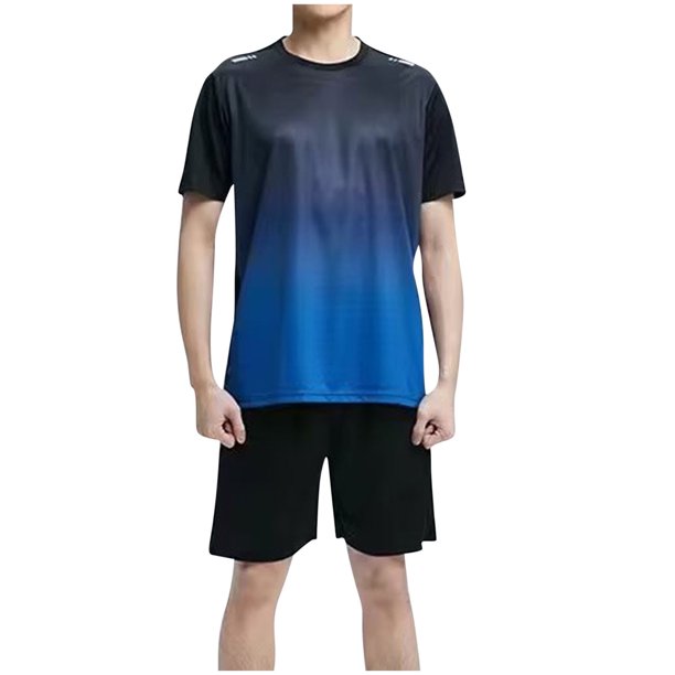 Camisas de Ajuste Suelto para Hombre, Gradiente Transpirable de Malla Casual, Pantalones Cortos de Manga Corta Delgada