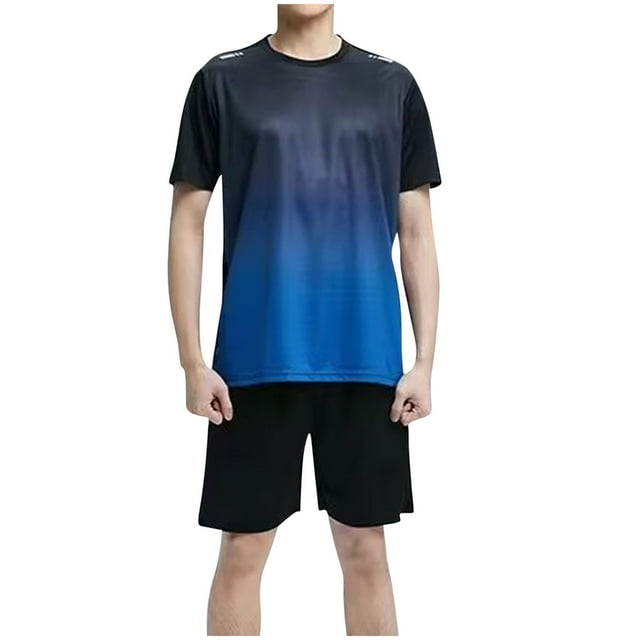Camisas de Ajuste Suelto para Hombre, Gradiente Transpirable de Malla Casual, Pantalones Cortos de Manga Corta Delgada