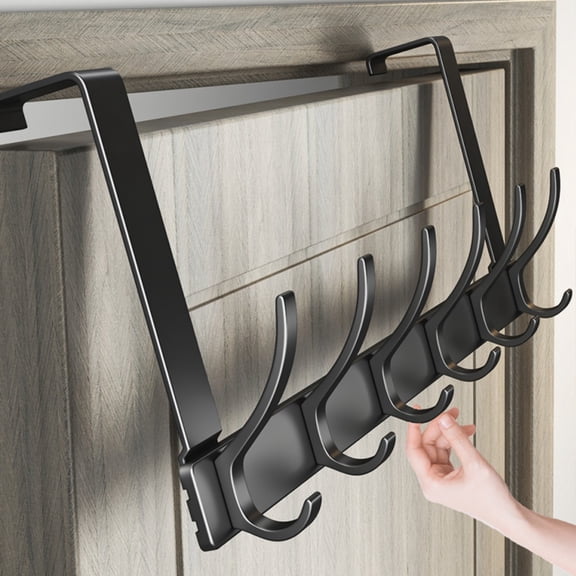 BUSATIA Bedroom Scratch-Proof Over-the-Door Towel Hook Rack with 6 Dual Coat Hooks