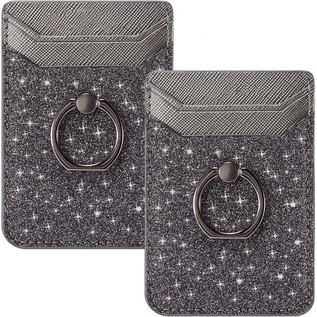 Portatarjetas para teléfono, billetera de cuero, estuche adhesivo para celular, tarjetero adhesivo para mujeres y hombres, parte posterior del teléfono para la mayoría, 2 uds.