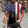 thumbnail image 2 of Independence Day Mens Summer Tops USA Star Stripes Graphic Tees Crew Neck Slim Fit 4th July Patriotic T-Shirts Memorial Day Shirts, 2 of 5